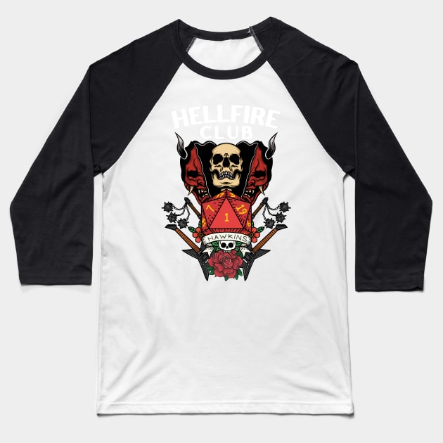 Hellfire Club - Black - D20 - Guitars - Flails - Skull Baseball T-Shirt by Fenay-Designs